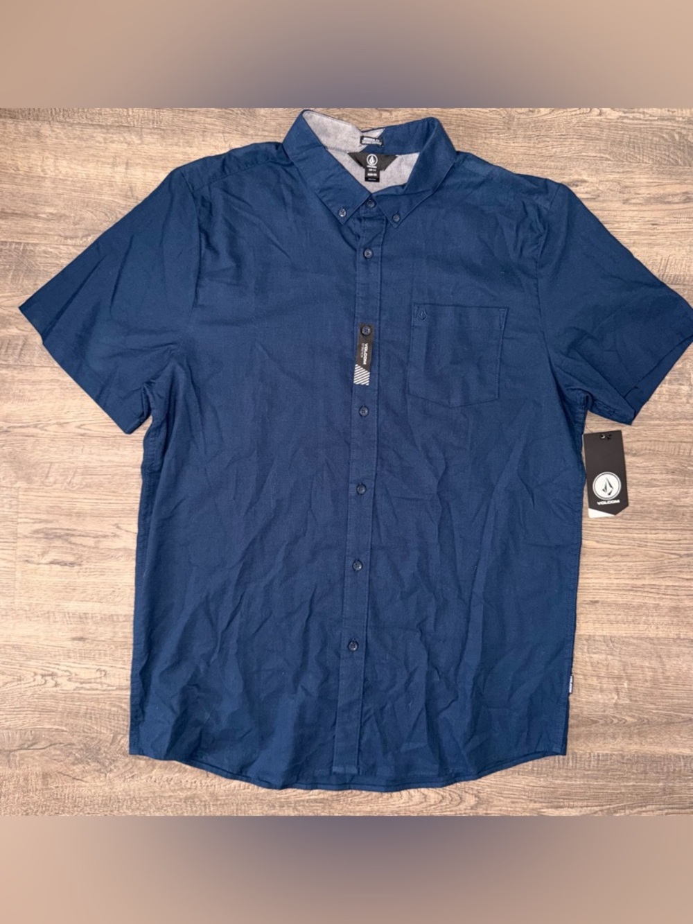 Volcom Blue Short-Sleeve Button-Down Shirt